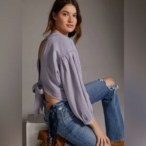 Pilcro Anthropologie Lavendar Open-Back Sweatshirt Sz. XL